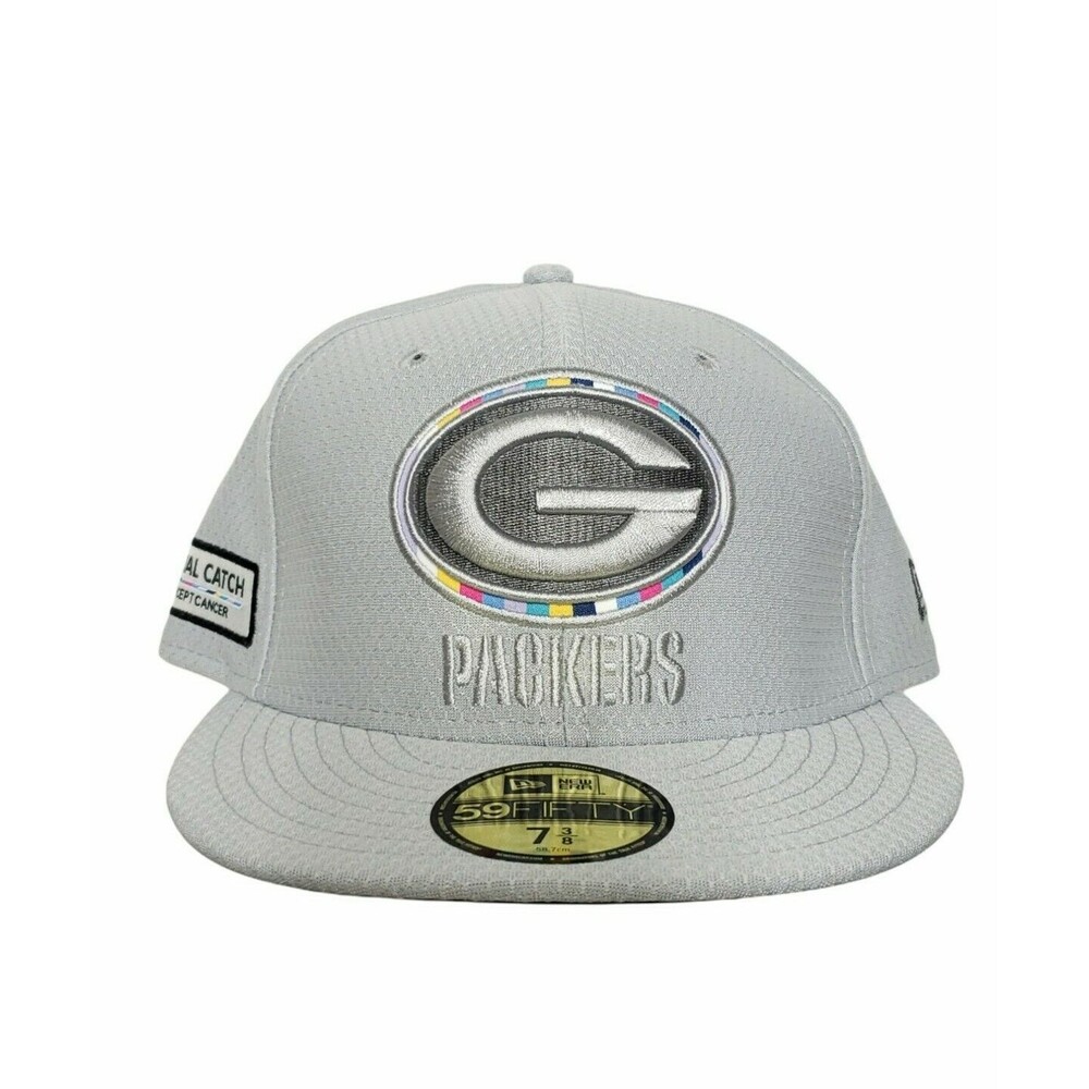 New Era Green Bay Packers NFL 5950 2018 Crucial Catch Fit Hat Gray 7 3/8